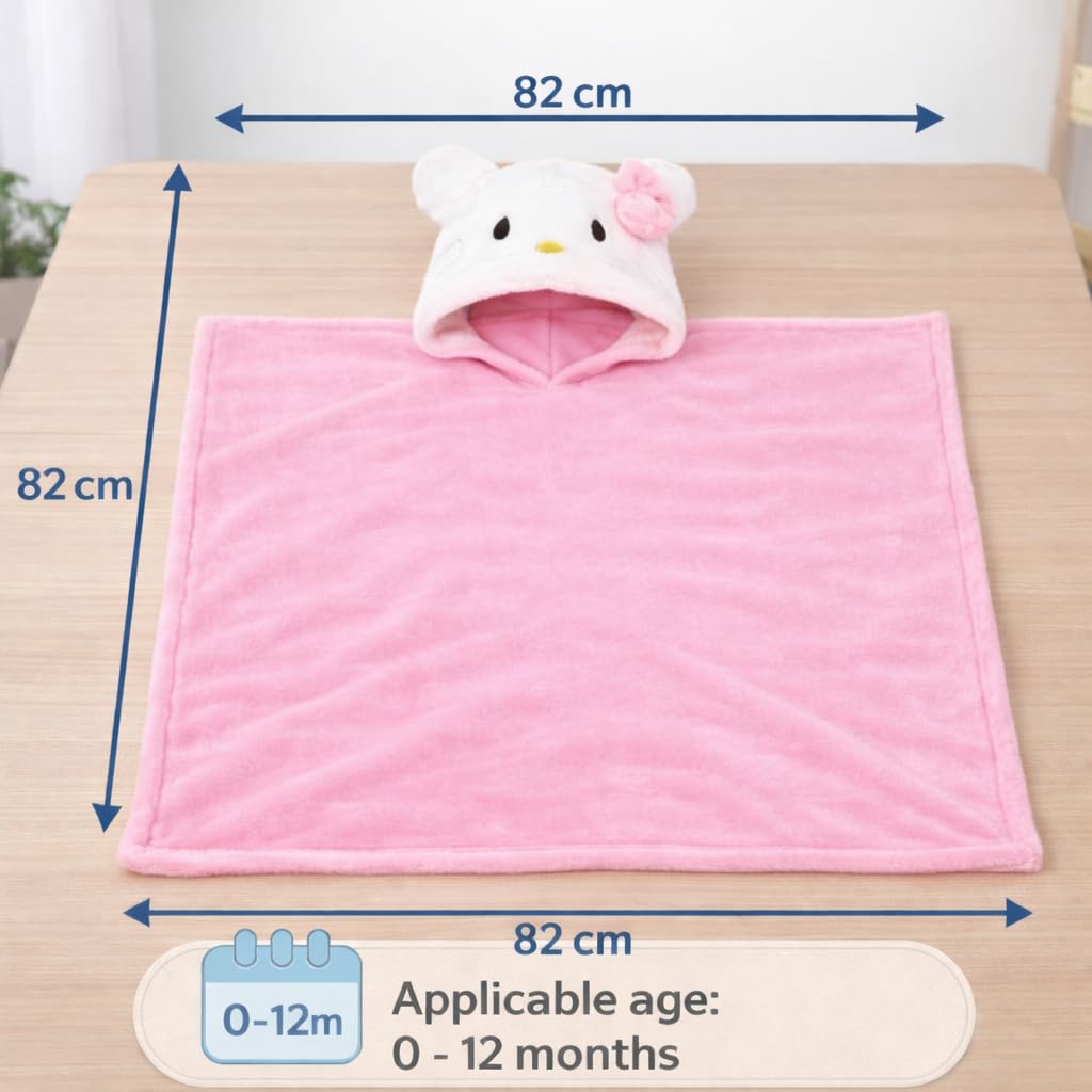 BRANDONN New Born Baby Blanket Pack of Super Soft Bathrobe Wrapper Bath Towel for Boys, Girls, Babies (Pink & White, Length 82 cm x Width 82 cm, 0-12 Months) 3