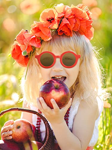Dunzy 12 Pairs Kids Cute Round Sunglasses Toddler Kids Sunglasses Bulk Round Retro Glasses for Boys Girls Party Outdoor Eyewear, Age 3-10 5