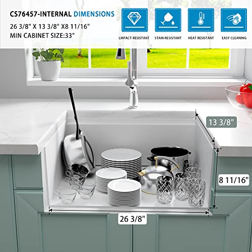 Yaqun White Undermount Kitchen Sink 30 Inch, Deep Workstation Granite Composite Stone Kitchen Sink, Single Bowl Kitchen Sinks #TOP5