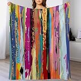 ZhiRain Abstract Throw Blanket Colorful Rainbow Design Multicolored Graffiti Tainted Pattern Blanket for Sofa Bed Couch Chair Or Dorm 30'x40'