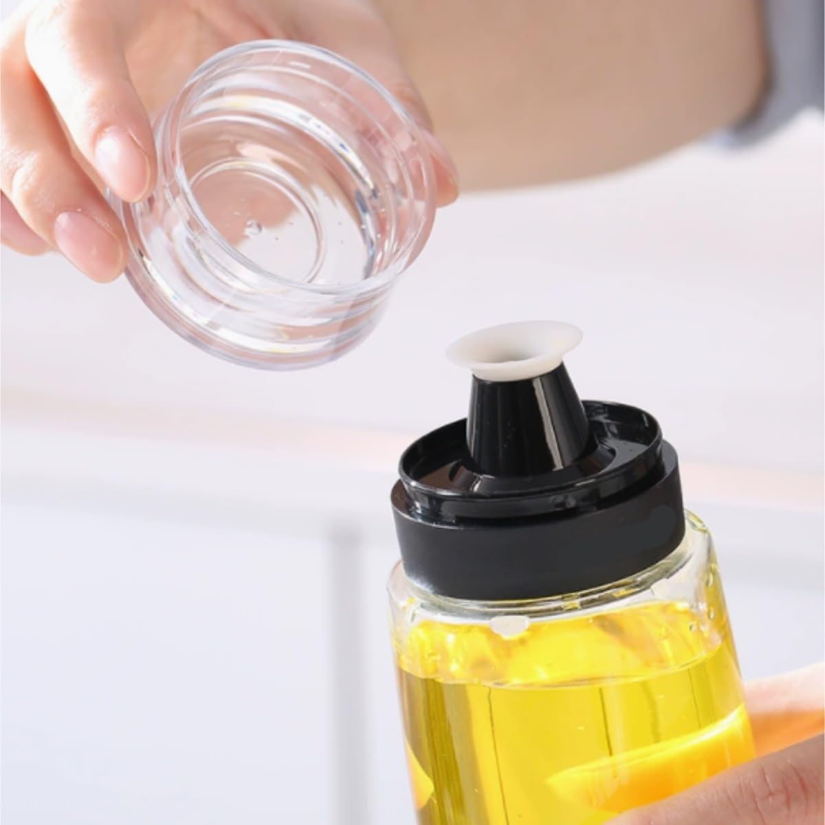 Dispenser per Salsa di Soia Bottiglia Di Olio Di Vetro Cucina Creativa Bottiglia Di Olio Di Sesamo Bottiglia Di Salsa Di Soia Bottiglia Di Aceto Set Da 2 Pezzi Contenitore Dell'olio