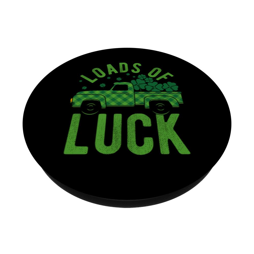 St Patricks Day Construction Car Loads of Luck Irish Kids PopSockets Swappable PopGrip, Black - Image 2