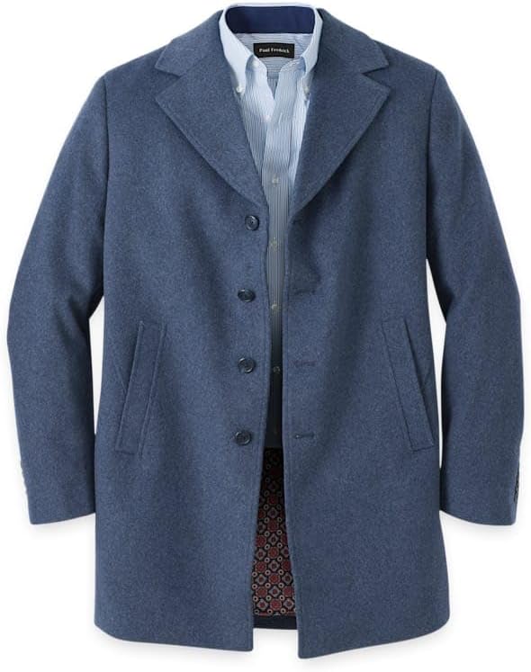 Paul Fredrick Men's Wool Blend Topcoat Blue 3X Large Tall