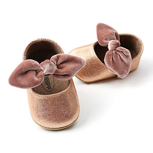 Image of Baby Girls Mary Jane Flats Anti-Slip Rubber Sole Bow Toddler Princess Dress Shoes