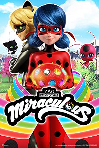 Laminated Miraculous Ladybug and Cat Noir Miracle Box Cartoon TV Series Movie Miraculous Ladybug Merchandise Miraculouses Miraculous Ladybug Poster Girls Bedroom Decor Poster Dry Erase Wall Art 16x24