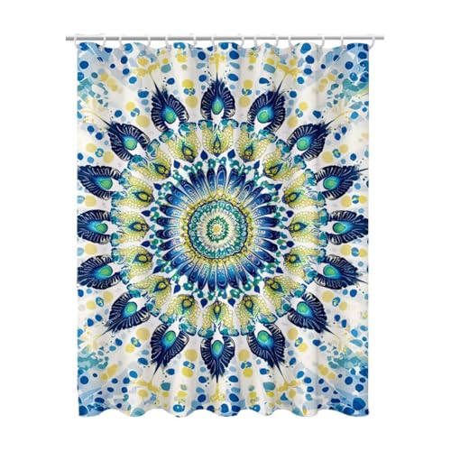 Shower curtain imperméable lavable avec ourlet lesté bleu 200x180 - 2