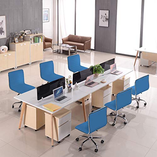 Topeakmart Office Chair Low-Back Armless Desk Chair Leather Ribbed Computer Chair Adjustable Height And 360° Swivel, Blue #TOP6