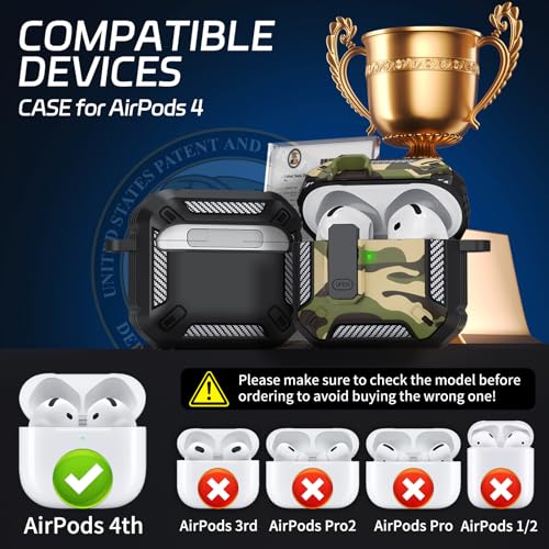 Image of for AirPods 4 Case, Secure Lock Case Cover for Apple Airpods 4 with Active Noise Cancellation 2024, Case for Airpods 4 with Cleaner Kit and Keychain,Powerful Drop Protection