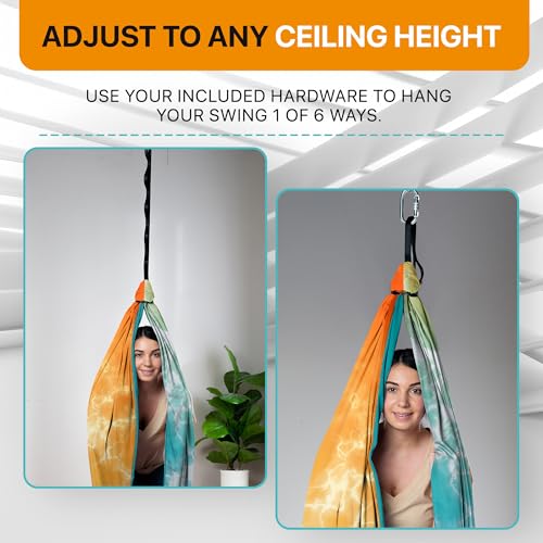 Image of Indoor Sensory Swing for Kids or Outdoor - Holds 300lbs, Double-Layer, & 360 Swivel, Calming Compression Therapy Swing Hammock for Kids & Adults with All Hardware - Sensory-Motor Toys & Gifts