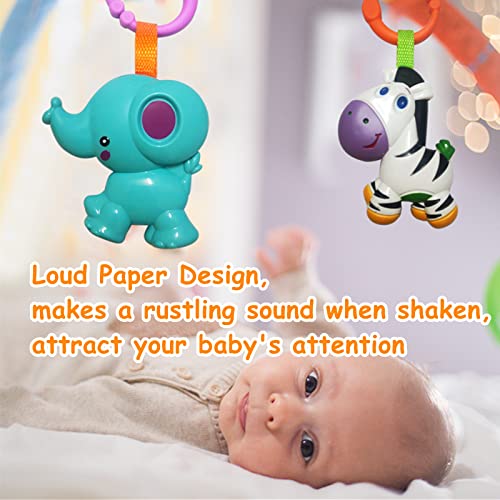 YUNLOVXEE Baby Toys, Cartoon Animal Hanging Rattle Toys, Handbells Baby Rattles, Baby Bed Crib Car Seat Travel Stroller Toys for Infant, Best Birthday Gift for Newborn, 4 Pack