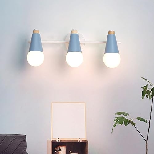 Miniatura 5 de Lámpara de pared nórdica de 3 cabezas, apliques de pared de macarrón ajustables con botón enchufable, apliques de pared con 3 luces para