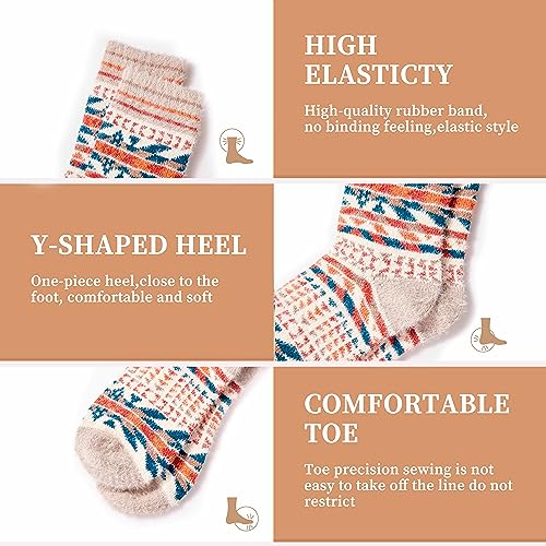 Image of ICEIVY Socks Women, Soft Knit Wool Winter Thick Warm Cabin Fuzzy Crew Women Socks 5 Pack