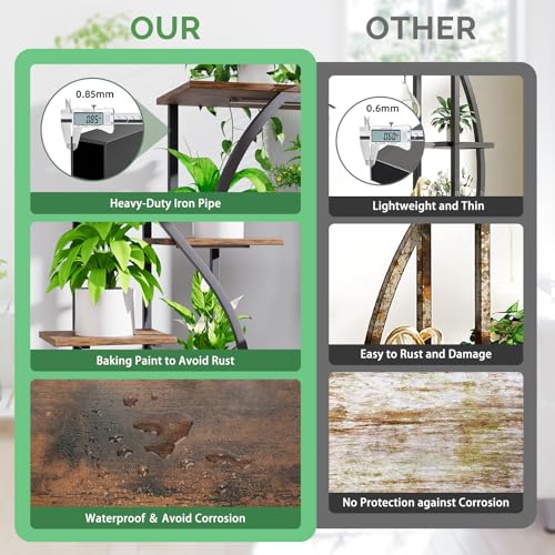 Image of MJOMKN 59 inch Tall Plant Stand with Grow Light Indoor, 7 Tiered Metal Plant Shelf, S-Shaped Flower Display Stand, Corner Storage Shelf for Living Room, Patio, Balcony Decor