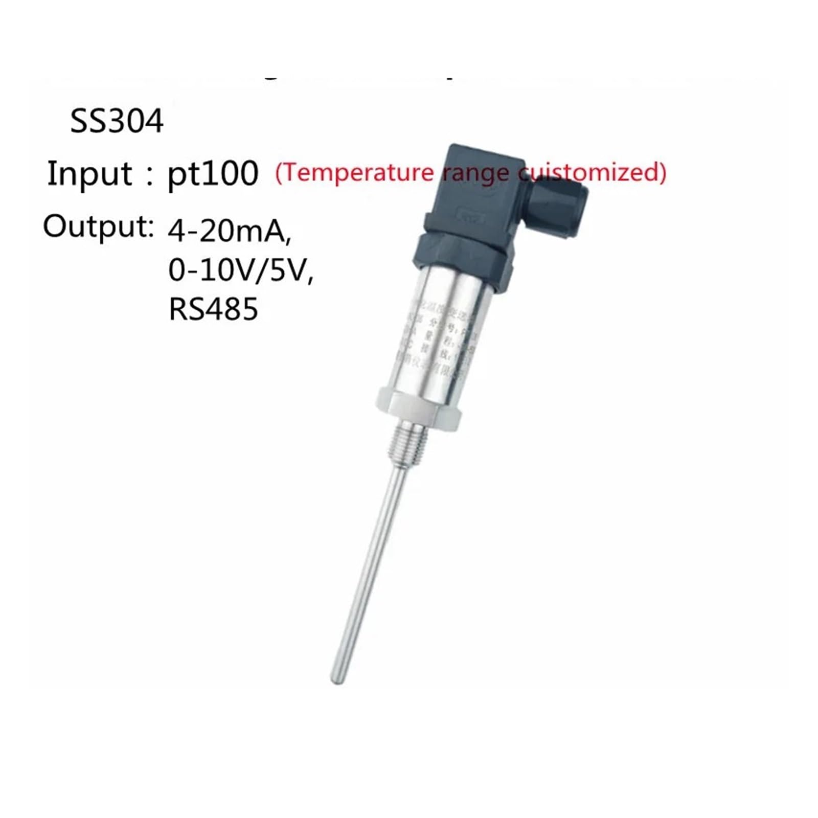 Czujnik temperatury, Nadajnik temperatury RTD PT100 4-20 mA 0-10 V RS485 Różne rozmiary(0-300c 4-20ma,150mm)