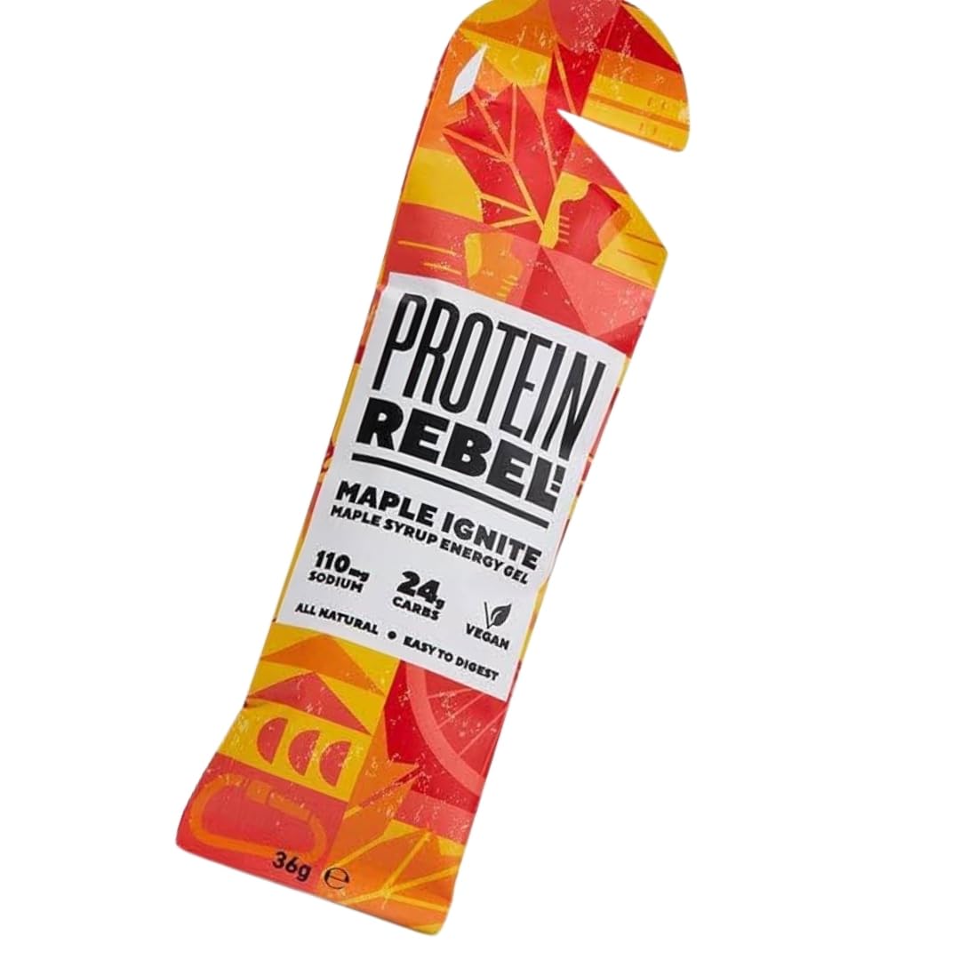 Maple Ignite - Natural Energy Gels with Grade A Canadian Maple Syrup for Running, Cycling & Endurance by Protein Rebel - Easy to Digest Running Gels - 24g Carbs, Electrolytes (1 Sachet)