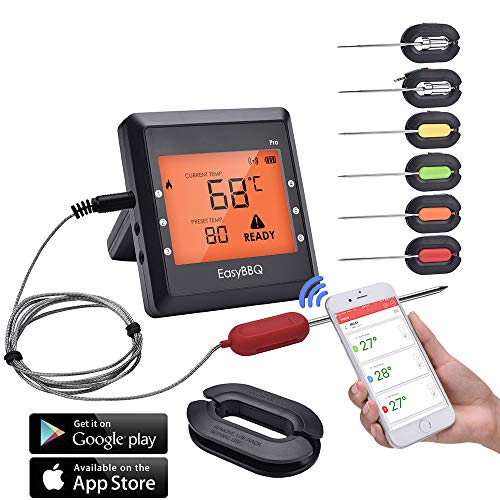 Bigzzia Meat BBQ Thermometer, Smart Cooking Thermometer with 6 Probesfor Smoker Grilling Oven