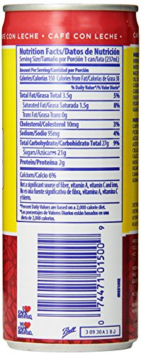 Bustelo Cool Cafe Con Leche Coffee Beverage, 8 Ounce (Pack of 12)