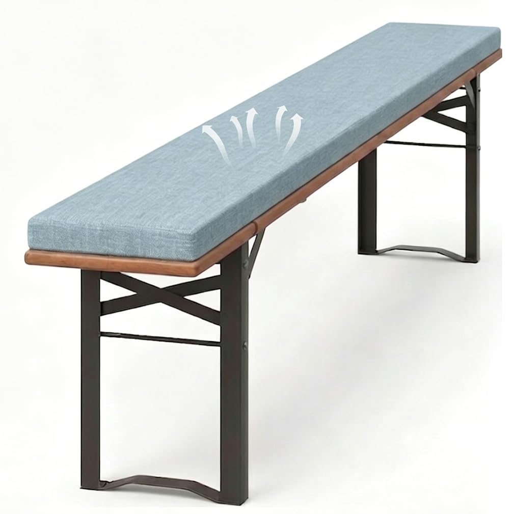 Beer Bench Garden Cushions With Cover 180x30 Cm, 4 Cmthick Padded Seat Pads For Beer Benches Tent Sets Indoor/Outdoor Non Slip Bottom Washable Cover With Zipper,Sky Blue,190x30x4cm