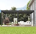 OUTLANE 10x20 ft Louvered Pergola with Adjustable Hardtop Roof, Integrated Drainage System, Durable Aluminum Frame, Easy Assembly, Outdoor Patio Gazebo for Backyard, Garden, Pool