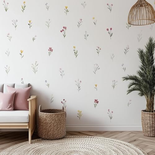 Vinilos decorativos florales acuarela 24 piezas
