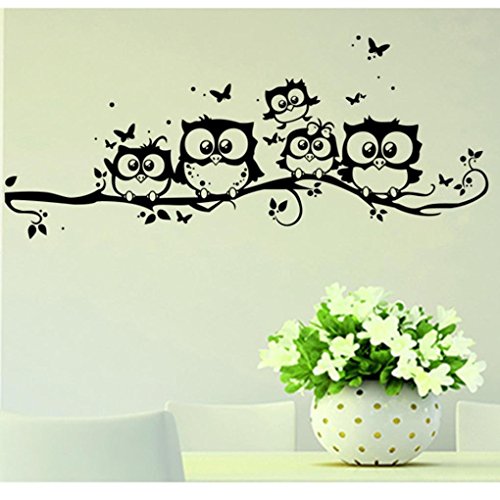 Wall Stickers, Franterd Kids Vinyl Art Cartoon Owl Butterfly Decor Home Decal
