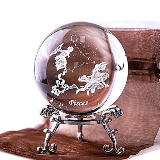 HDCRYSTALGIFTS Pisapapeles de cristal con forma de bola de constelación en 3D, esfera completa, cristal Fengshui con soporte de flores chapado en plata (Piscis) | Ya disponible en tu tienda friki favorita! En mundofriki.es!