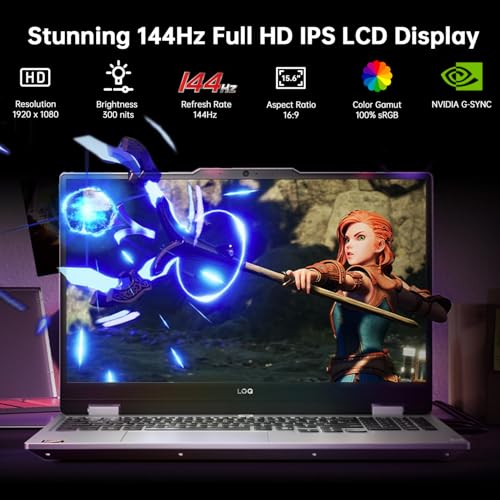 Image of Lenovo LOQ RTX 5060 Gaming Laptop, 15.6 inch FHD 144Hz NVIDIA G-Sync Display, AMD Ryzen 7 250, NVIDIA GeForce RTX 5060, 16GB DDR5 RAM, 1TB SSD, 5MP Privacy Camera, Ethernet (RJ45), Backlit KB, Win 11 Pro