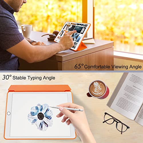 FANSONG Case for iPad 10.2 inch(9th/8th/7th Generation,2021/2020/2019),Slim Trifold Stand with TPU Back Shell,Smart Tablet Case Flip Cover with Auto Sleep/Wake,Orange - Image 4