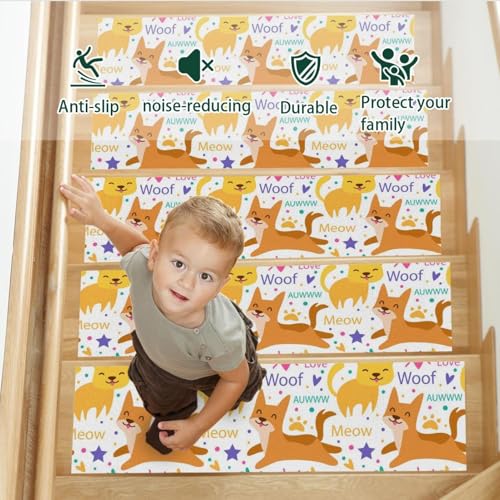 Alfombras de escalera infantiles para proteger a niños y perros en escalones de madera 5