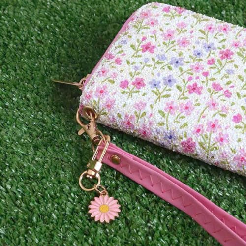 Image of AACKS Flower Wallets with Strap Little Girls Flower Coin Pouch Small Cute Wallet for Teen Girls with Coin Pocket Cherry Fruit Wallet