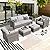 ovios Patio Furniture Set, 5 Pieces Outdoor Wicker Rattan Sofa Couch with Chairs, Ottomans and Comfy Cushions, All Weather High Back Conversation Set Garden Backyard, Grey