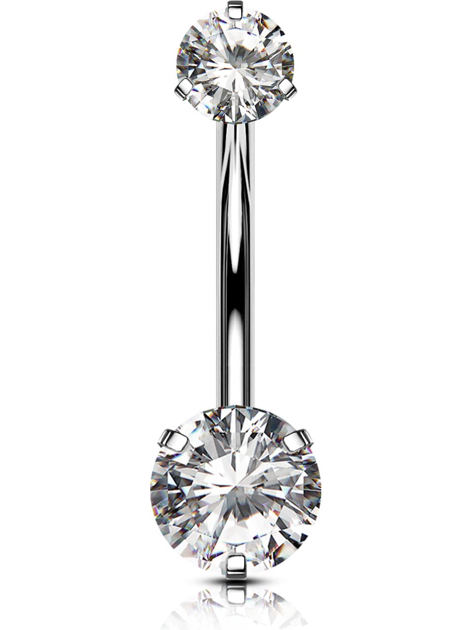 OUFER Body Piercing Piercing para ombligo de titanio macizo de 16 mm, extra largo, 14 g, joyería para piercing de ombligo