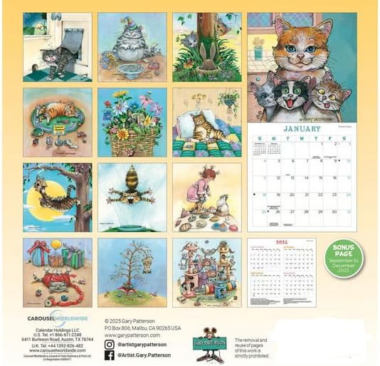 Gary Patterson's Cats Magnetic Mount Wall Calendar 2026 with Pen