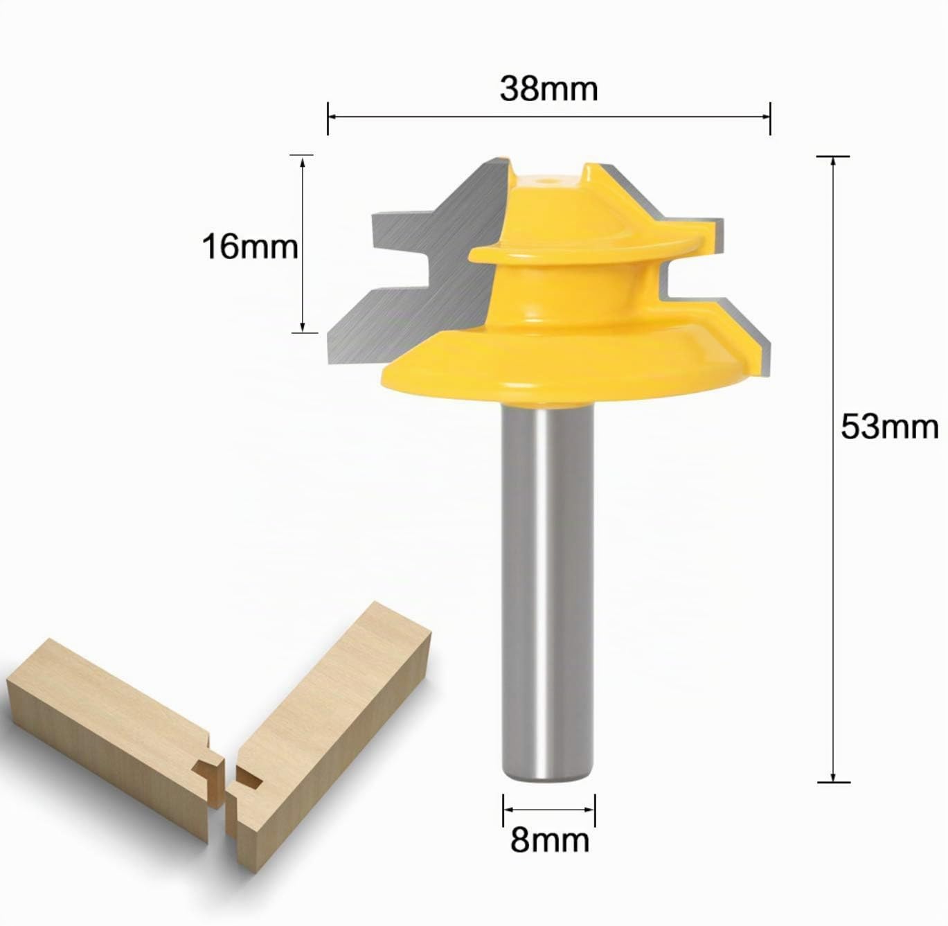 3 Pcs 45 Degrés Lock Mitre Router Bit 8mm, APLUS Fraise à Bois, Fraise à Rainurer, Joint Cutter Pour Outil de Coupe du Bois Pour Machine de Gravure, Machine de Décogeupa