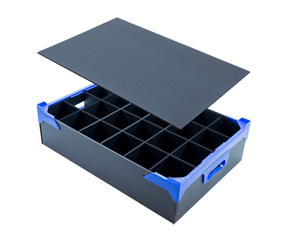 Caterbox Black Half Pint Glass Storage Box - Height:160mm | 24 Cells + Lid (Max Glass Width 78Mm)