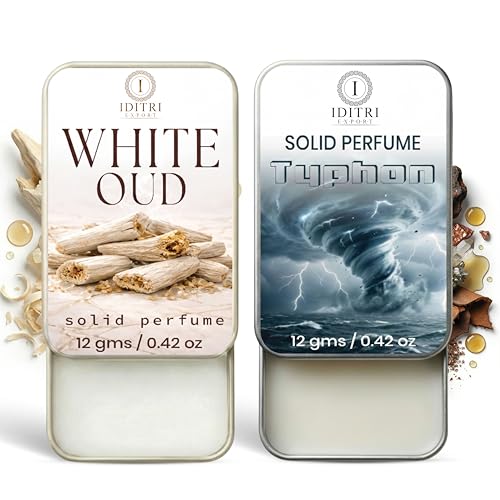 Image of Solid Perfume |Typhon&White Oud Alcohol Free Wax Perfume Balm, Long Lasting | Pocket Tin 12g, Pack Of 2| Non Greasy Smooth Glide, Travel Friendly Men And Women