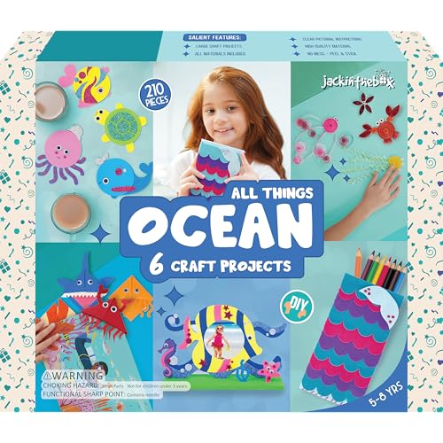 jackinthebox Under The Sea Themed Craft Kit | Includes Beautiful Felt Mermaid Sewing Kit | 6 Different Crafts-in-1 | Best Gift Girls Ages 6 to 10 Years (6-in-1)