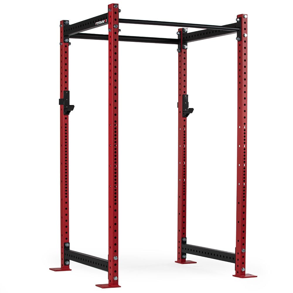 Titan Fitness T-3 Series Red Short Power Rack, 36in Depth, 1,100 LB Capacity Cage for Weightlifting and Strength Training