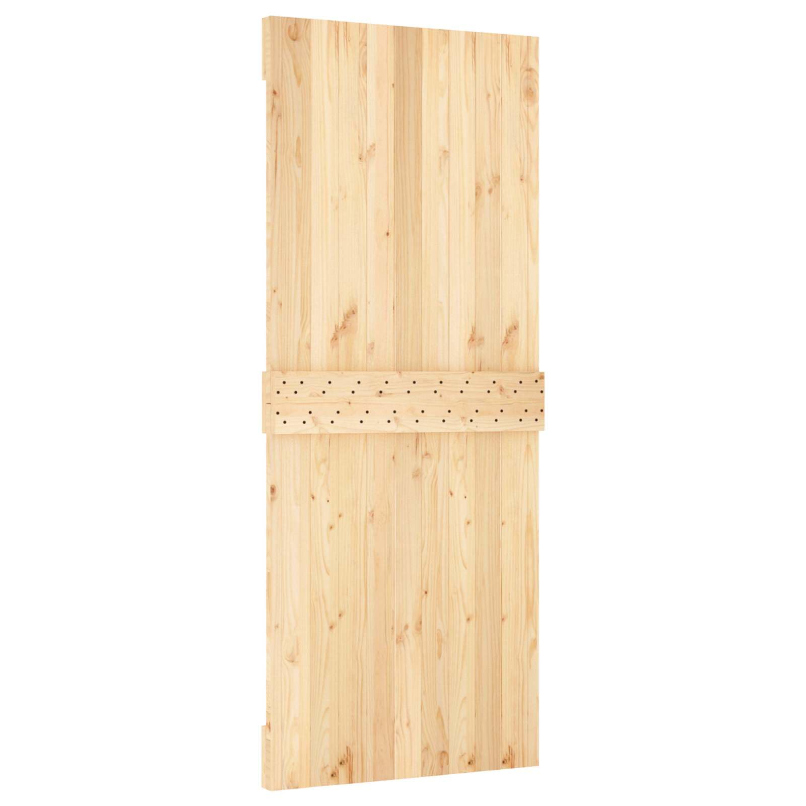 Puerta corredera madera pino 183 x 210 cm | Mecanismo superior, guía de acero pintado, diseño que ahorra espacio, solo uso interior