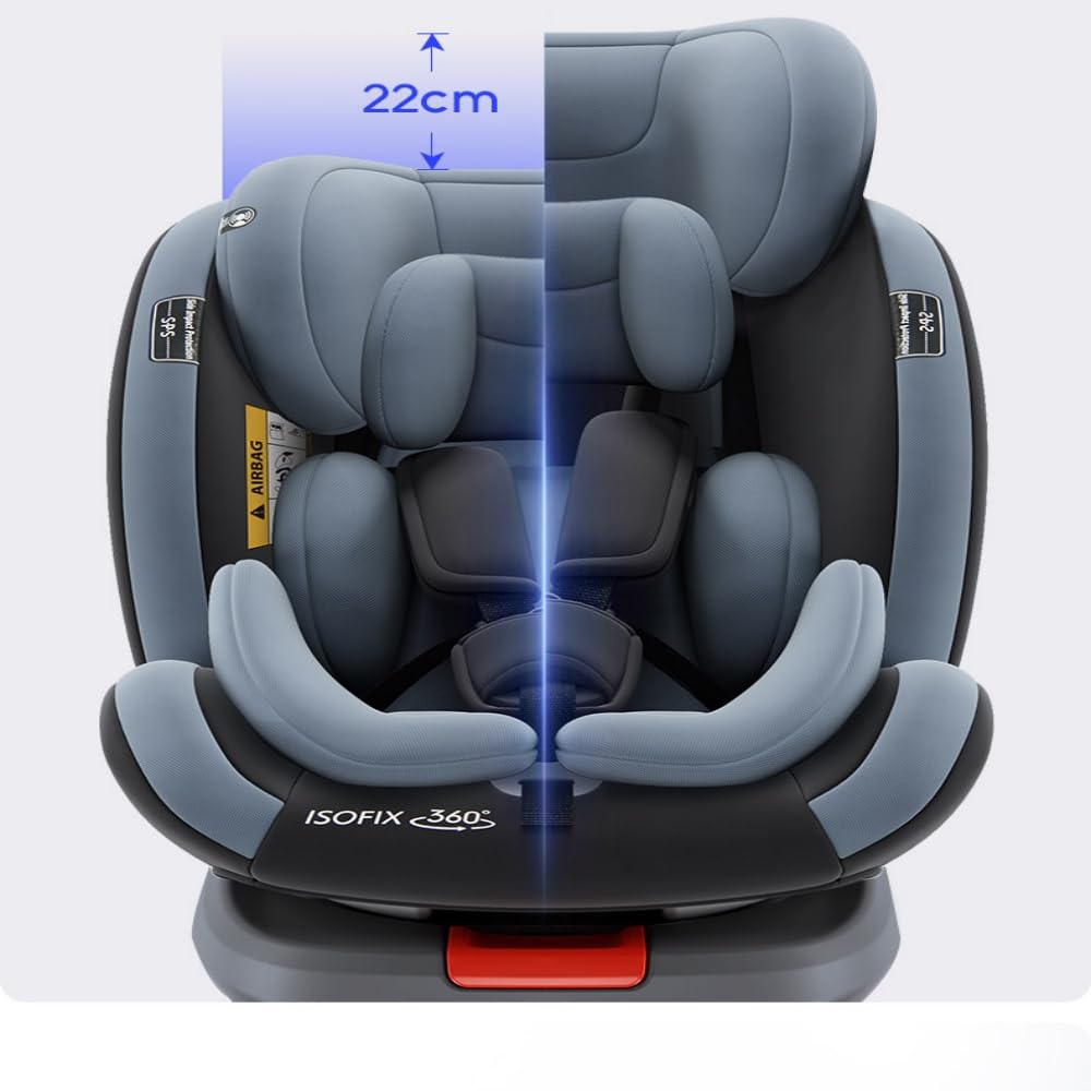 Kindersitz Isofix,Frei drehbarer Autositz mit verstellbarer Kopfstütze für Kleinkinder und Babys mit Fußstütze,Kindersitz Gruppe 0+/1/2/3(Schwarz)