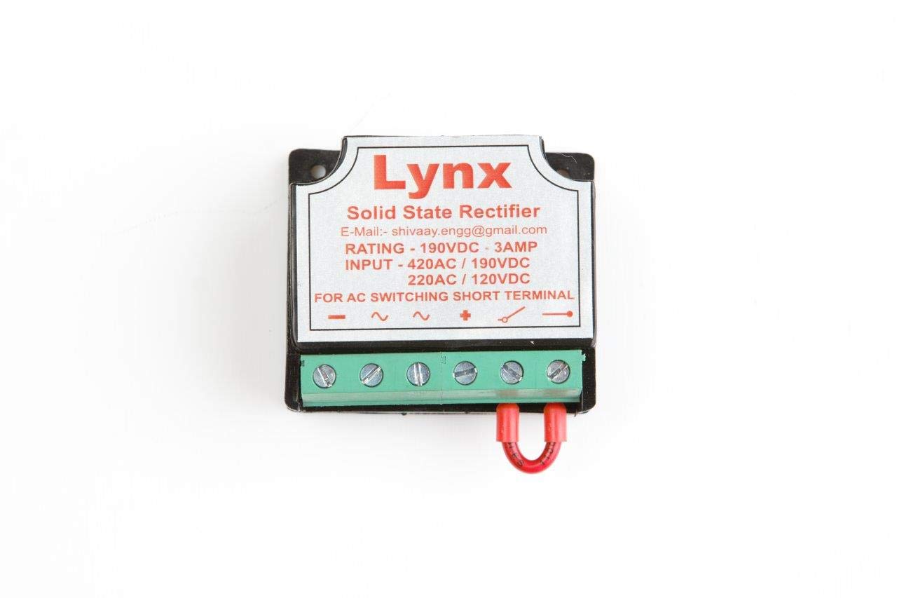 Lynx Solid State Rectifier 3AMP| Converts 440V AC to 190V DC 3AMP | Rating: 190V DC-3 AMP |Plug and Play||COMPATIBLE WITH (UHD-MODLE) (45X52X28 mm, Current Rating: 3 AMP)