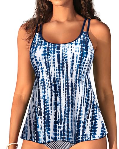 Image of Womens Flowy Tankini Tops Only - Modest Bathing Suit Loose Fit Swimsuit Swim Tops No Bottom 2025 (Available in Plus)
