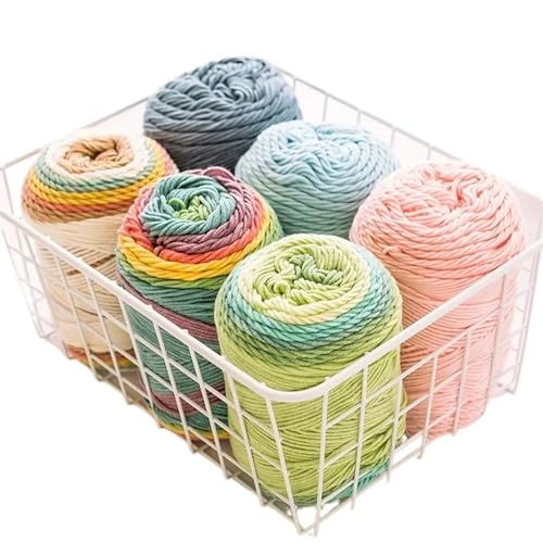 SUBLXPoten Crochet Yarn Cake Yarn Rainbow Cotton Yarn Segment Dyeing 5 Strands of Milk Cotton Yarn DIY Hand Knitted(6pc Random Sale)