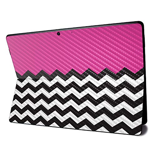 Image of MightySkins Carbon Fiber Skin for Microsoft Surface Pro X - Hot Pink Chevron | Textured Carbon Fiber Finish | Easy to Apply, Remove, and Change Styles | Made in The USA