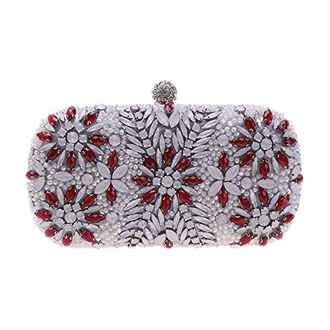 Womens Crystal Beaded Wedding Purse Bridal Party Evening Bag Prom Handbag (Silver) Cover