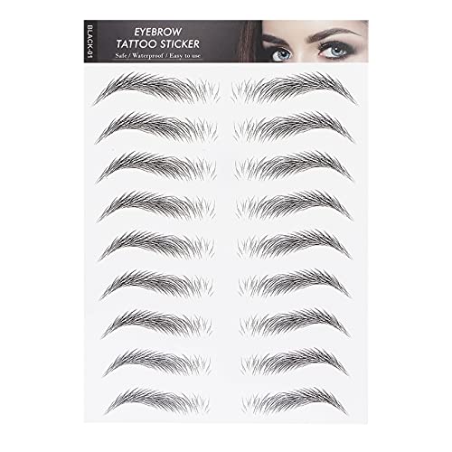 Eyebrow Sticker, Hair-Like Authentic Eyebrows, Long Lasting False Eyebrows Makeup Sticker for Women Girls(BLACK-01)