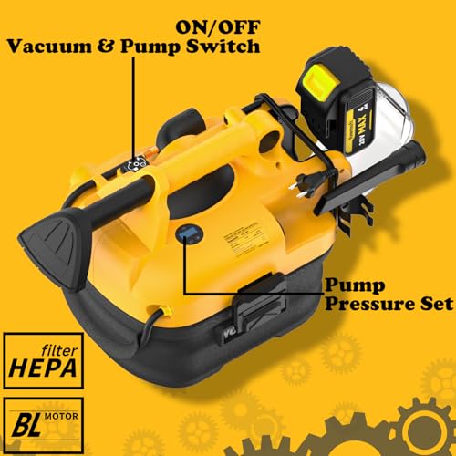 Image of 3 in 1 Shop Vac Cordless and Corded, Versatile Power Source with Tire Inflator and Blower Function, 2.5 Gallon Portable Shop Vacuum Wet and Dry for Dewalt 20V Battery, Small Shop Vac (with Battery)