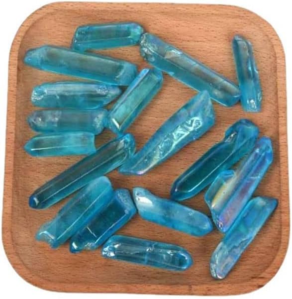 Miniatura 3 de 5 piezas de piedras de cristal de cuarzo con semilla de aura, azul raro, espécimen de punto
