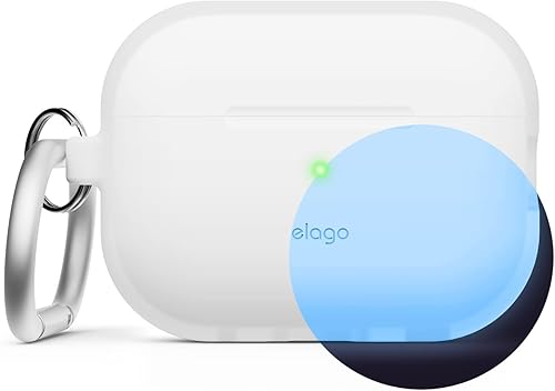 Miniatura 2 de elago Funda compatible con AirPods Pro 2 (2022), funda de silicona con llavero, LED frontal visible, soporta carga inalámbrica Nightglow Blue