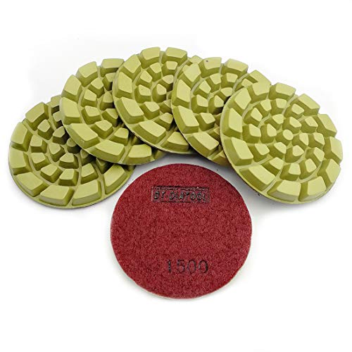 DT-DIATOOL Diamant Schleifpad 100mm 6 Stücke #1500 zum Trocken/Nass Polieren Beton Zement Terrazzo Fußboden